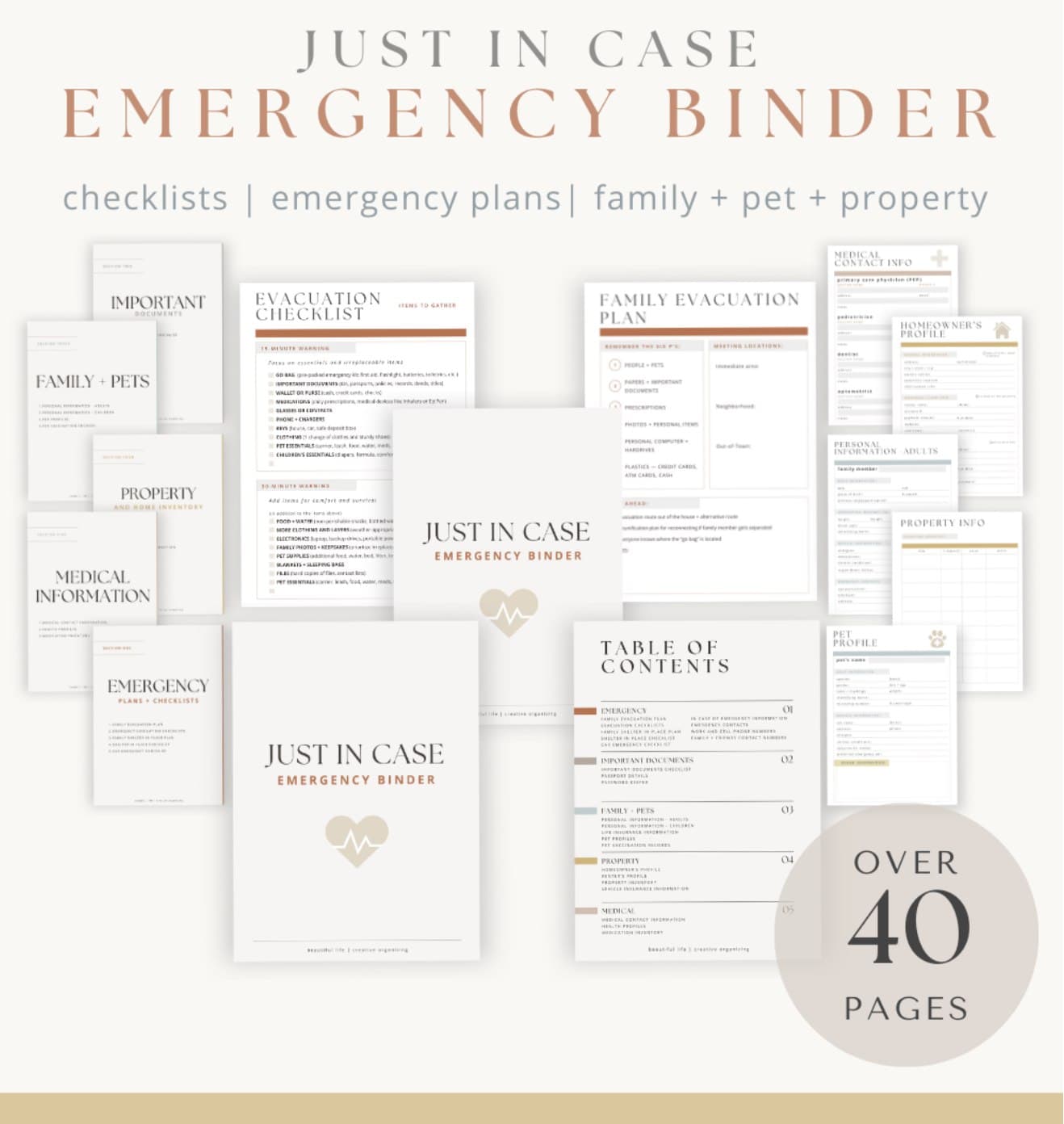 Just In Case Emergency Binder digital product cover